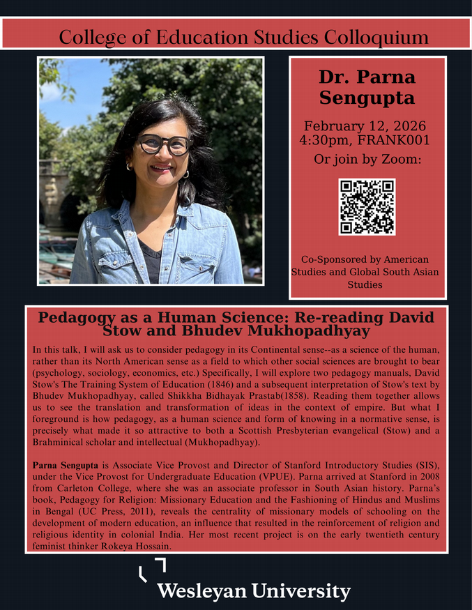 CES Colloquium: Parna Sengupta February 12, 2026 4:30 FRANK001
